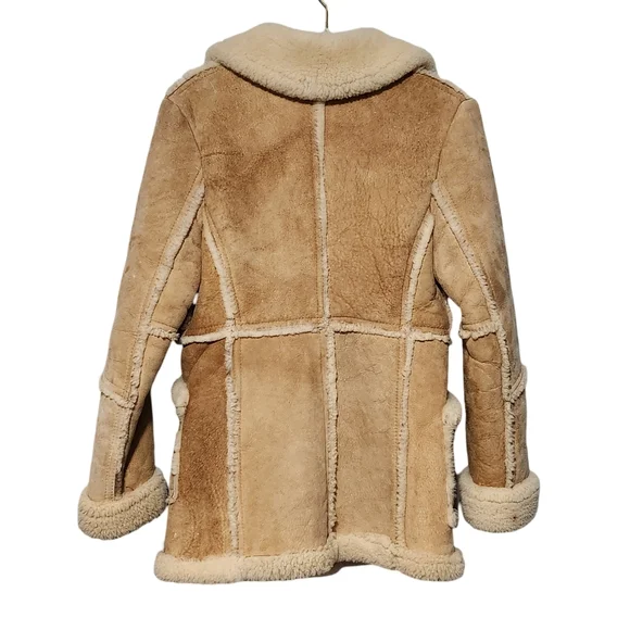 BERT PALEY Womens 100% Pure Wool Sheepakin Shearling Suede Rancher Jaclet Size 8 - Picture 3 of 16